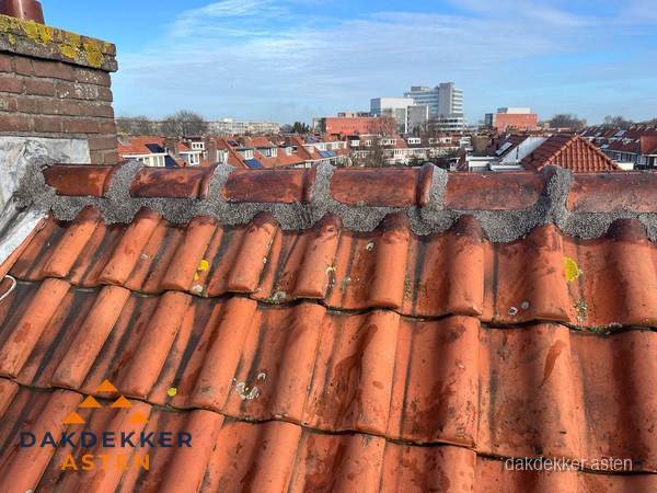 Pannendak met nokvorst en schoorsteen, dakrenovatie in Asten Pannendak met nokvorst en schoorsteen, dakrenovatie in Asten